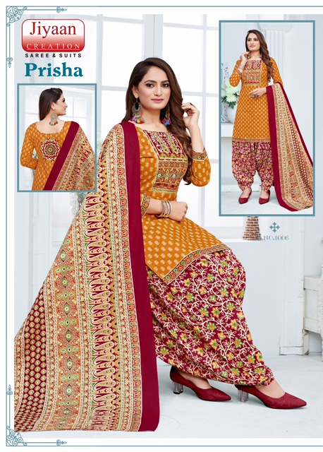 Jiyaan Prisha Vol-1 Cotton Designer Printed Patiyala Dress Material